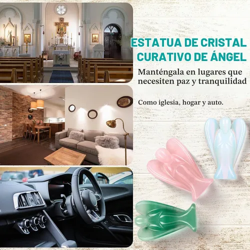 Vista 4 de Hicarer 6 figuras de ángel de cristal mini guardián, 1.5 pulgadas Ángeles naturales que curan la paz y la energía del amor, regalo de meditación