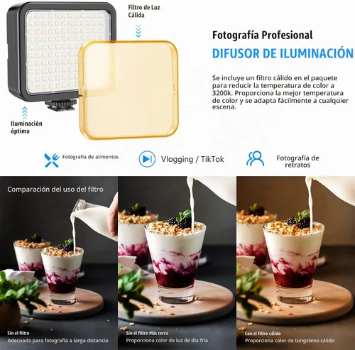 Vista 2 de Mettlelite VL120B Kit de luz LED de video regulable, continuo, portátil, para cámara, iluminación de fotografía, luz de video recargable con trípode