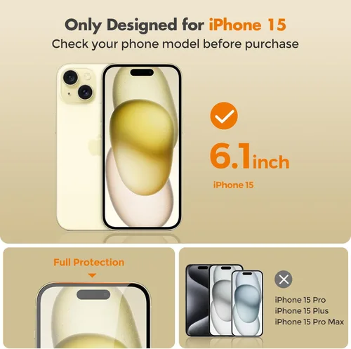Vista 2 de UNBREAKcable Protector de pantalla de privacidad para iPhone 15, cobertura completa, vidrio templado inastillable [borde a borde]
