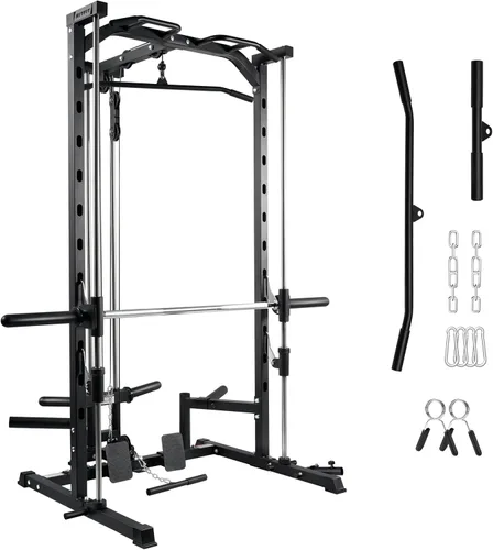 Vista 11 de RitFit Smith - Estante de potencia para máquina con sistema LAT-Pull Down, minas terrestres, barra de barra, clavijas de almacenamiento de placas