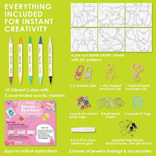 Vista 3 de Grabie Kit de manualidades de arte retráctil de más de 25 formas Paws & Wings - Libertad creativa