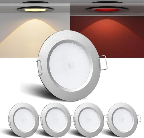 Vista 11 de Luces LED de 3 pulgadas de 12 V con interruptor integrado interior bicolor rojo de 12 voltios, luz de disco LED de aluminio completo regulable