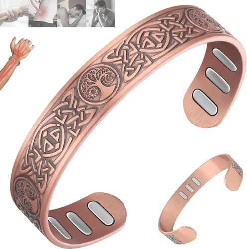 Vista 12 de Vicmag Pulsera de Cobre para Hombres Pulsera Magnética de Fuerza 9X para Hombres 99% Cobre Puro con Imanes de 5000 Gauss, Caja de Presentación