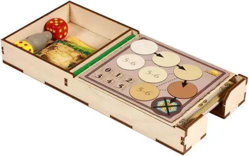 Vista 8 de The Broken Token Organizador de juegos compatible con Catan Base Game – Caja organizadora de juegos de madera con múltiples bandejas