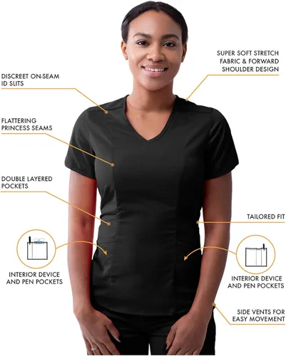 Vista 3 de Adar Pro - Conjunto moderno de ropa quirúrgica atlética para mujer Camiseta quirúrgica moderna con cuello en V y pantalones quirúrgicos de yoga