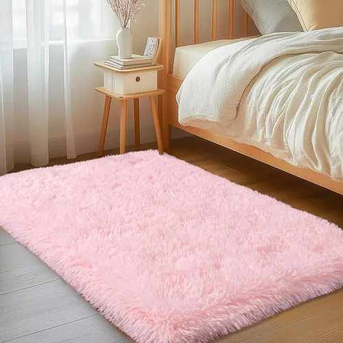 Vista 46 de Alfombras lanudas para dormitorio, sala de estar, dormitorio universitario, habitación de niños, decoración, alfombra suave y moderna