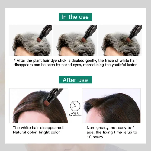 Vista 7 de SEVICH Plumas de pincel de tinte para el cabello gris, para retoque de raíz de cabello, cubierta temporal de cabello blanco para Solon Home, 0.7 fl