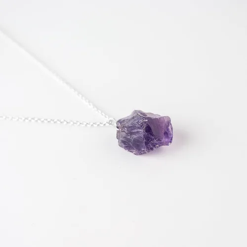 Vista 2 de Collar de piedras preciosas en bruto con piedras de nacimiento 1 Plata