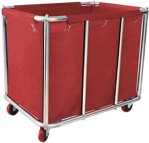Vista 13 de Carrito de lavandería comercial grande de 11.35 Bushel con ruedas de 4 Beige - 11.35 Bushels - 8 Tubos