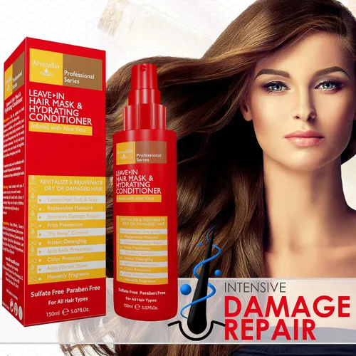 Vista 4 de Arvazallia Mascarilla capilar sin enjuague y acondicionador hidratante en aerosol para cabello seco o dañado, acondicionador e hidratante de grado