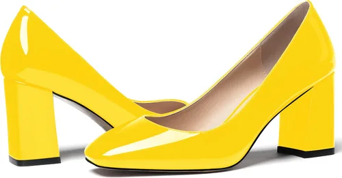 Vista 6 de WAYDERNS Zapatos de tacón alto con puntera cuadrada sólida para mujer, de 3 pulgadas
