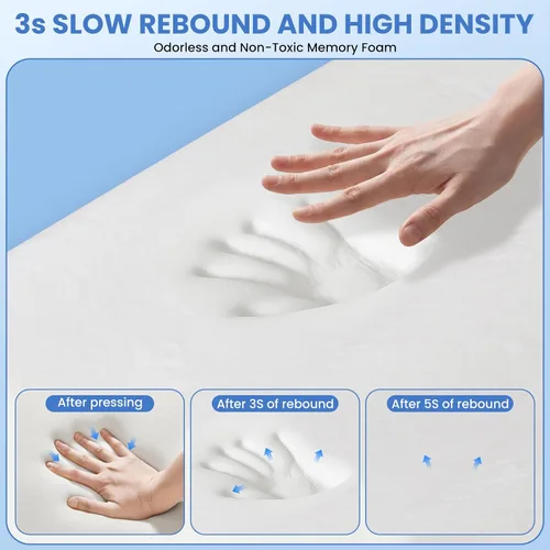 Vista 5 de A-Pce Almohada cervical para el cuello, almohada de espuma viscoelástica Azul y blanco