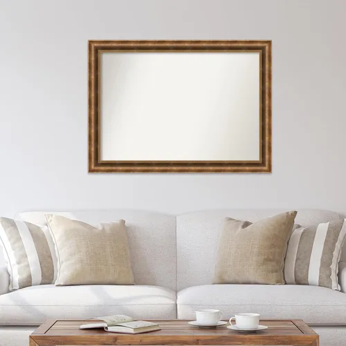 Vista 1085 de Amanti Art Espejo de pared personalizado no biselado (25 x 25 pulgadas), marco de bronce acentuado, varios tamaños personalizados, espejo de baño
