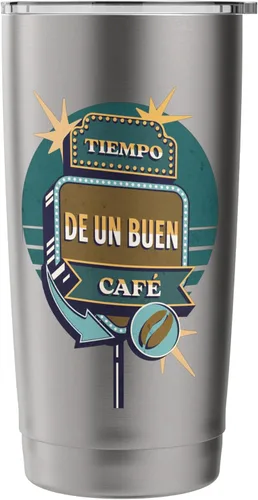 Vista 3 de Tiempo De Un Buen Café Retro Coffee Art - Vaso aislado de acero inoxidable Cepillado inoxidable