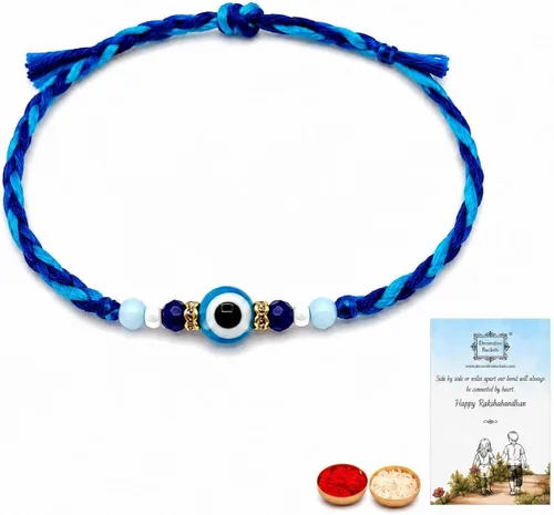 Vista 25 de Rakhi adulto Rakhi para hermano: Rakhi para Bhaiya: combo de mauli Rakhi hecho a mano con tarjeta de felicitación y Roli Chawal: Rakshabandhan