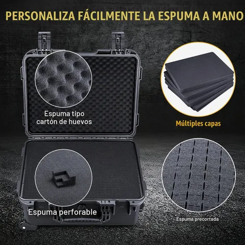 Vista 2 de Lykus Estuche rígido HC-4920 con ruedas y espuma, tamaño interior 18.5* 13.78* 7.28 pulgadas
