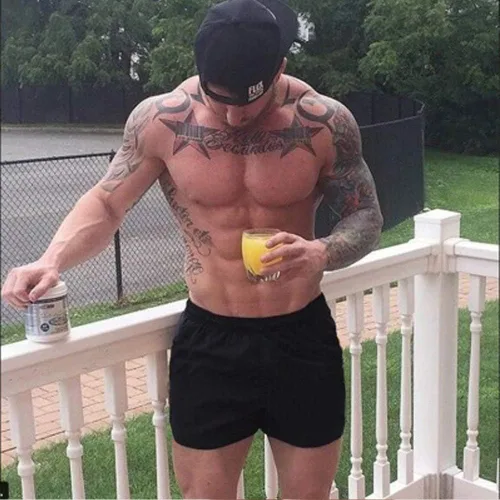 Vista 4 de Pantalones cortos de entrenamiento para hombre, de 3 pulgadas, entrepierna de algodón sin bolsillo