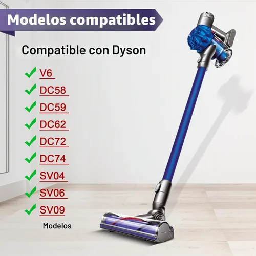 Vista 4 de Limpiador de cabezal motorizado de liberación rápida para aspiradoras Dyson V6 DC58 DC59 DC61 DC62 DC72 DC74 Modelos Cabezal de limpieza Dyson SV04