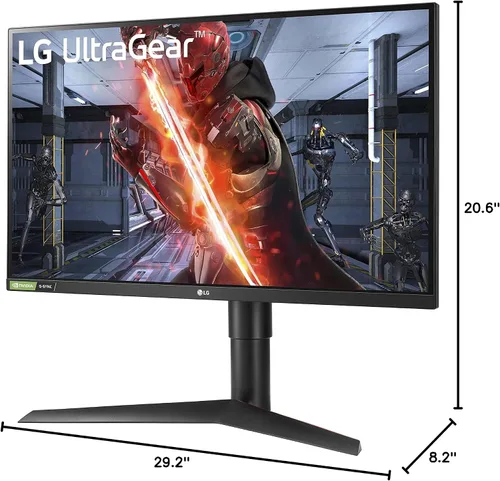 Vista 18 de LG 27GL83A-B Monitor Ultragear de juegos QHD de 27 pulgadas 2560 x 1440 IPS, 144Hz, 1ms (GtG), NVIDIA G-SYNC, AMD FreeSync, HDR10, HDMI