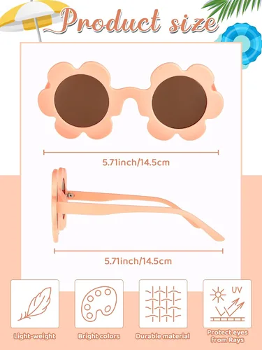 Vista 2 de 6 pares de lentes de sol de flores de Halloween de 5.71 pulgadas para adultos, redondos, protección UV, gafas de flores coloridas para mujeres