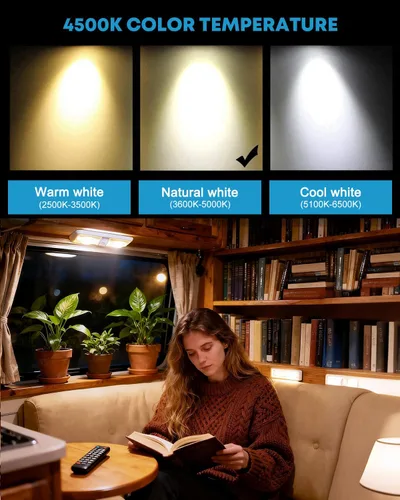 Vista 3 de Kohree Luces interiores de caravana, 5 unidades, luces LED de techo para caravana, luces de 12 V, lámpara de doble cúpula con interruptor