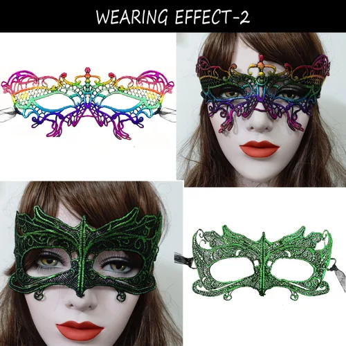 Vista 5 de CNYMANY 8 máscaras de encaje para parejas, hombres y mujeres, sexys para fiestas de baile, disfraz veneciano de mascarada, verde, rojo, morado