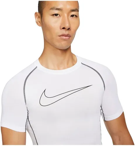 Vista 3 de Nike Pro Dri-FIT - Camiseta de manga corta para hombre, BlancoNegro