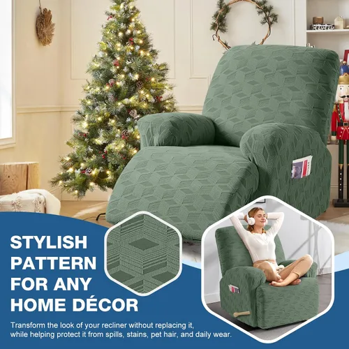 Vista 6 de TAOCOCO Funda para Reclinable de 3 Piezas, Fundas para Silla Reclinable, Funda Elástica de Jacquard para Silla Reclinable, Protector de Muebles