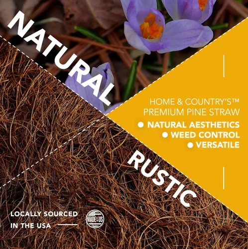 Vista 4 de Home and Country USA Mantillo de paja de pino prémium de 4 libras para paisajismo, material orgánico hecho de auténticas agujas de pino, ideal