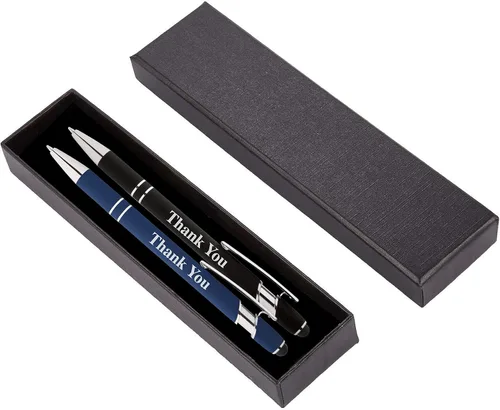 Vista 8 de Express Pencils Thank You - Juego de 2 bolígrafos de metal suave al tacto con caja de regalo, 2 en 1 combo de bolígrafos para eventos, apreciación