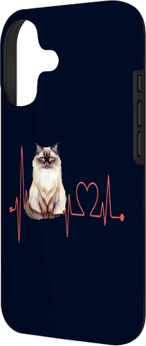 Vista 2 de Himalayan Cat Heartbeat EKG Funny I Love My Cat Case for iPhone 17