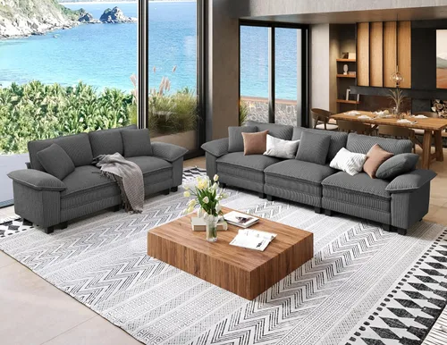 Vista 35 de SUNSHINE VALLEY - Juego de sofá de 2 piezas para sala de estar, sofá biplaza y sillón