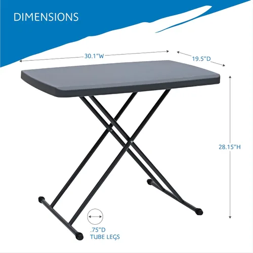 Vista 2 de Iceberg Mesa plegable personal pequeña para campamento, mesa de utilidad resistente, altura ajustable, carbón, 19.5 pulgadas de largo x 30 pulgadas
