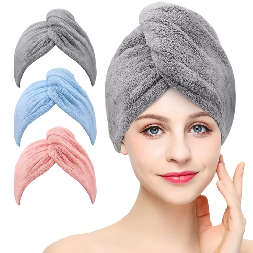 Vista 15 de Paquete de 2 toallas de microfibra para el cabello - 41 x 24 pulgadas, súper suaves, absorbentes, de secado rápido sin encrespamiento, envoltorio