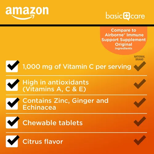 Vista 3 de Amazon Basic Care Comprimidos masticables de cítricos de apoyo inmunológico, 32