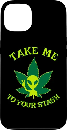 Vista 7 de iPhone 16 Alien Weed Leaf Stoner 420 Stash Fiction Pot Lovers Design Case
