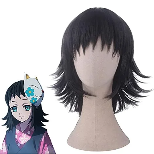 Vista 2 de Aadesso Anime Demon Slayer Kimetsu No Yaiba Makomo Cosplay Peluca Hombres Mujeres Resistente al Calor Pelucas de Pelo Sintético Halloween