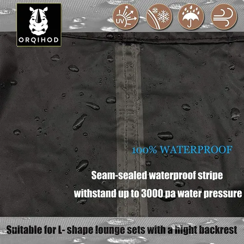 Vista 5 de Funda para muebles de patio en forma de V, impermeable, 600D, resistente, para exteriores, con bolsa de almacenamiento, 85 x 85 pulgadas, funda