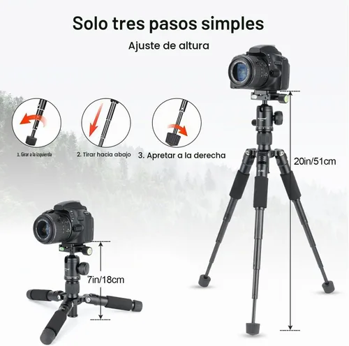 Vista 3 de Koolehaoda Mini trípode de sobremesa con cabeza de bola de 360°, portátil Negro