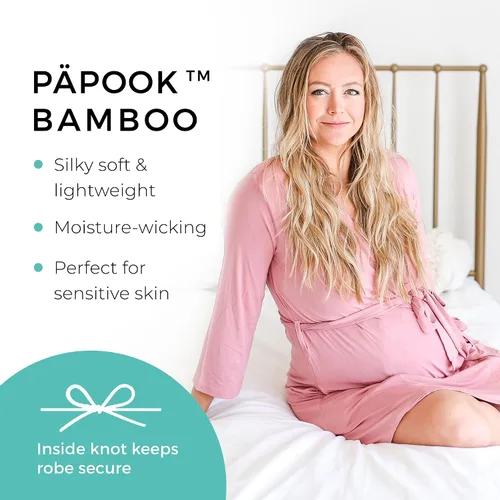 Vista 5 de Posh Peanut Bata de mamá para maternidad, parto de parto, ropa de descanso de lactancia suave, viscosa de bambú