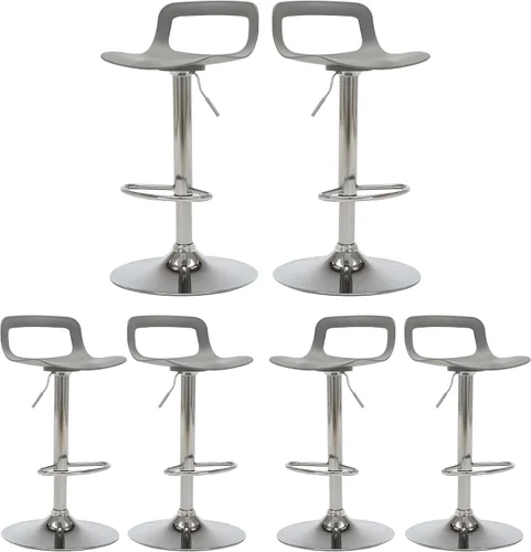 Vista 18 de Juego de 2 taburetes de bar, taburetes de bar giratorios de plástico ajustables, taburetes modernos con respaldo abierto y reposapiés, taburetes