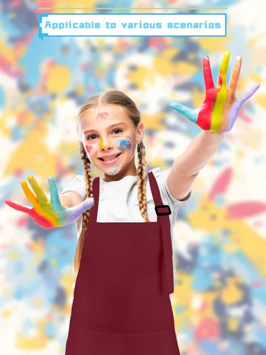 Vista 7 de 22 delantales coloridos para niños, a granel, pintura artística, delantales de tela colorida para niños y niñas, manualidades, hogar, cocina, aula