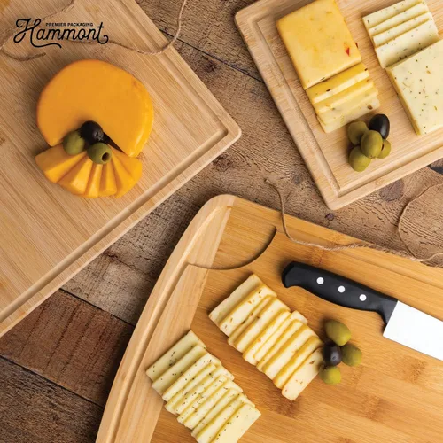 Vista 5 de Tabla de cortar de bambú para cocina, tabla de cortar de madera con ranuras para jugos, tabla de cortar de madera pequeña para carne, tablas