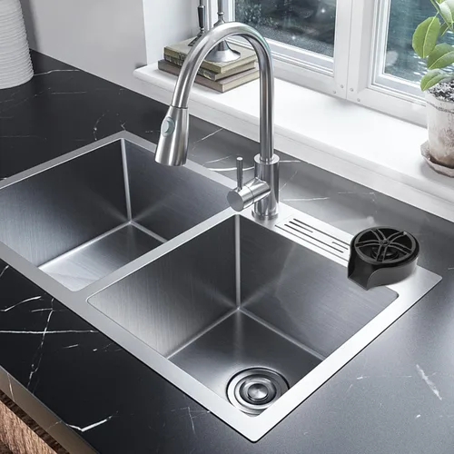 Vista 9 de Petyoung Enjuagadora de vidrio para fregadero de cocina, enjuague de vidrio giratorio de 360 grados con cabezal rociador extraíble, lavadora