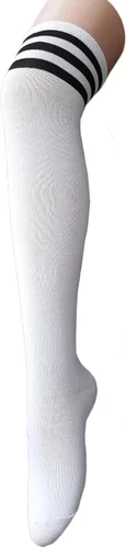 Vista 11 de Century Star Calcetines altos hasta el muslo para mujer, calcetines largos por encima de la rodilla, para atleta, casual, a rayas, hasta la rodilla