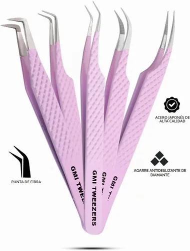 Vista 7 de GMI - Pinzas de pestañas con punta de fibra para extensiones de pestañas, pinzas de precisión antideslizantes para racimos de pestañas, abanicos