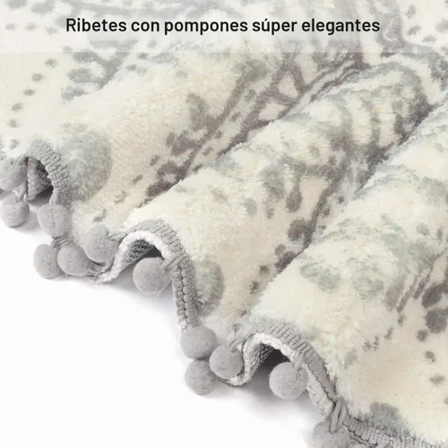 Vista 5 de Uphome Alfombra Redonda Pequeña de 2' Boho Beige y Gris Alfombra de Baño con Pompones y Flecos Lavable Mandala Círculo Tapete de Ducha Suave Mandala