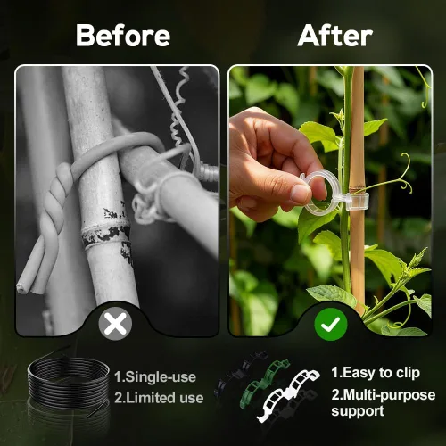 Vista 6 de Clips de soporte para plantas, clips de tomate mejorados 2026 para plantas trepadoras, clip de jardín de plástico reutilizable para tallos de uva