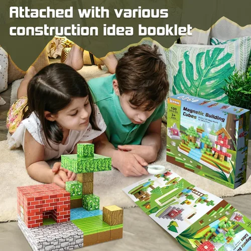 Vista 8 de 100 bloques magnéticos Forest World - Juguetes Montessori para niños y Bosque