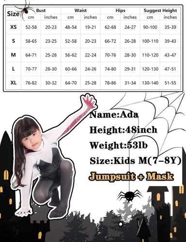 Vista 2 de waypool Disfraz de araña para niños, disfraz de superhéroe para Halloween, unisex, 3D, de elastano, con máscara, conjunto completo